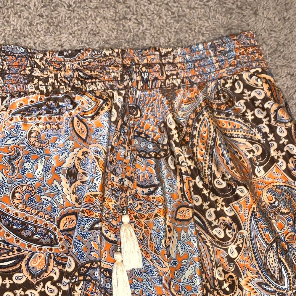 Philosophy Women’s Boho Midi Length Paisley Pattern Orange Brown Skirt Small - Picture 5 of 7